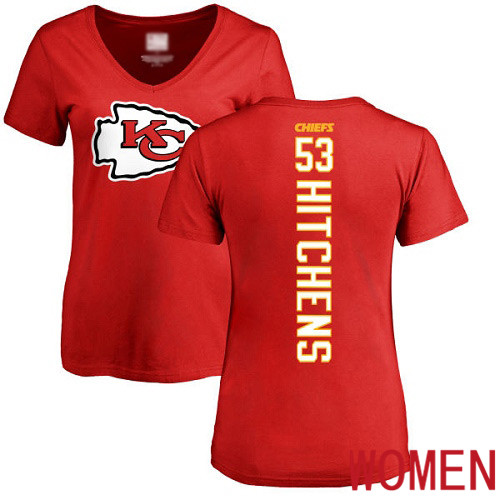 Women Kansas City Chiefs #53 Hitchens Anthony Red Backer NFL T Shirt->nfl t-shirts->Sports Accessory